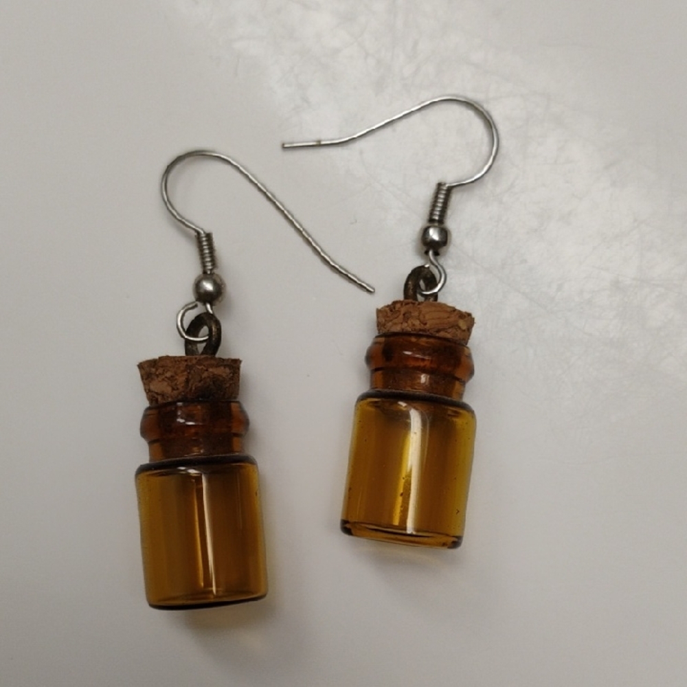 Amber Glass Bottle Earrings